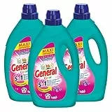 3x detersivo liquido General Color 5in1 per Lavatrice 60 Lavaggi - 3 Flaconi da 2,7L ognuno