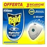 Raid Night & Day Ricarica, Antizanzare Elettrico, Repellente Mosche, Inodore a Sabbia Compressa, Confezione da 3 Ricariche