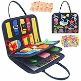 Withosent Busy Board per Bambini,4 Strati Giochi Montessori,Pannello Sensoriale Montessori, Giochi Educativi 3 4 Anni con Fibbie,Cerniere,Lacci, Bottoni,Orologio, Alfabeto
