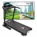 YM TAP 160 Tapis Roulant Elettrico Pieghevole 16 Km/h, INCLINAZIONE AUTOMATICA, 2 HP (3,5 HP Picco) APP Kinomap Zwift BitGym, Sensore Cardiaco, Audio Bluetooth + Speaker, 12 programmi, Ruote