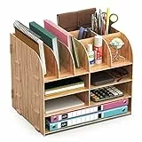 Organizer Scrivania Legno, Lesfit Multifunzionale Legno Piazza Cancelleria Ufficio Portaoggetti da Scrivania(32 * 27 * 24 cm)