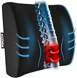 FORTEM Cuscino Lombare per Sedia da Ufficio, Cuscino Auto, Cuscino Sedia Ufficio, Cuscino Memory Foam Ortopedico per Schiena, Cuscino Memory per Scrivania, Fodera Lavabile (Nero)