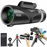 GOHHME Telescopio Monoculare 12X50 HD Adulti con Supporto per Smartphone e Treppiede di Aggiornamento, Monoculare Palmare Impermeabile con Prisma BAK4 per Escursionismo Birdwatching Caccia Campeggio
