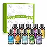 PHATOIL Oli Essenziali Profumo Set 10 x 10 ml Muschio Bianco Cocco Vaniglia Lino Fresco Brezza Marina Viola Orchidea Nera Cipria Magnolia Giapponese Mandarino Fresia