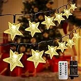 SUGUREII Luci Natale Stella 20M 120LED, Luci Albero di Natale Esterno ed Interno con Impermeabile Telecomando Timer, Catena Luminosa LED per Giardino, Decorazioni Natalizie, Matrimonio, Feste