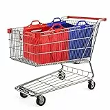 VAIIGO, borsa per la spesa riutilizzabile, ampia e molto resistente, confezione da 2 (rossa e blu con tracolla a spalla)…