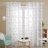 Deconovo Tende Cameretta Bambini Porta Finestra Soggiorno Moderne 2 Pezzi Trasparenti in Voile con Occhielli per Salotto Elegante 140x229 CM Grigio