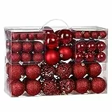 DEUBA® Palline per Albero di Natale Set 100pz Lucide Opache Palle Natalizie Ø 3/4/6 cm Decorazioni Addobbi Natalizi