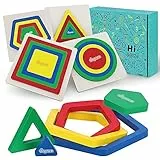 Japace Puzzle in Legno Giocattoli Bambino, 4 sets Arcobaleno Geometriche Forme Board Giocattoli in Legno, Giochi Educativi Montessori Regalo di Compleanno per 1 2 3 Anni Bimbo Ragazza e Ragazzo