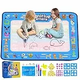 NINGESHOP Tappeto Magico Bambini, 100×80cm Doodle Tappeto Magico, Tappetino Doodle da Disegno ad Acqua, Tappeto Gioco Bambini, Set di Giocattoli per l'apprendimento Precoce