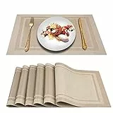Tovagliette, ARTAND, Tovagliette Americana, Kit di 6, Tovaglietta In Vinile Tessuto, Lavabile Antiscivolo Resistente Al Calore (Beige)