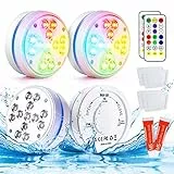 Moxled 2023 Nuove Luci Piscina, 13 LED Sommergibili Luci Piscina con Telecomando, Impermeabili Luci Per Laghetto Che Cambiano Colore RGB per Piscina, Fontana, Laghetto (4 Pezzi)