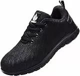 DYKHMILY Scarpe Antinfortunistiche Uomo Sneaker da Lavoro Comodo con Punta in Acciaio Leggere Scarpa di Sicurezza Sportive Traspiranti (Noir,44EU)