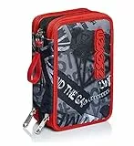 Seven Astuccio Scuola 3 Zip, Rosso e Nero, Triplo Scomparto Accessoriato Con Matite, Penne e Pennarelli, Accessori Scuola, Accessori Zaini, Scuola & Tempo Libero, Bambini e Ragazzi