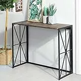 BAKAJI Tavolo Console Pieghevole Salvaspazio Tavolino Design Moderno Industriale Struttura in Metallo Nero Piano in Legno MDF Colore Quercia Dimensione 100 x 80 x 38 cm Arredo Casa Soggiorno