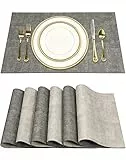 SUEH DESIGN Tovaglietta in Pelle Set di 6 Tovagliette Ecopelle Lavabile Impermeabili Resistente al Calore per Cucina Domestica Ristoranti e Hotel 43cm x 31cm
