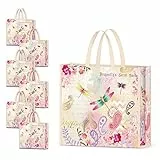 NymphFable 6Pcs Borse Spesa Riutilizzabili Giardino Libellule Sacchetti Spesa Impermeabile Pieghevole Grande Ecocompatibile