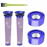 Queta 5 Pezzi Filtro per Dyson V7 V8 Filtro di Ricambio per Aspirapolvere Dyson V7 V8 con Spazzolino di Pulizia, 2 Pezzi Pre Filtro per Dyson V6 V7 V8, 2 Pezzi Post Filtro per Dyson V7 V8