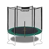 Ultrasport Trampolino da giardino Wave, Ø 251 cm, Compreso il tappetino per saltare, molle, rete sicurezza, Posta rete imbottita e paraspigoli, resistente intemperie, carico massimo 120 kg, Verde
