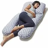 Niimo Cuscino Gravidanza a Forma di U per Dormire - Cuscino Allattamento e Cuscino Maternità per Donne Incinte - Cuscino per l'Allattamento al Seno con Federa in Cotone al 100% - Grigio e Bianco