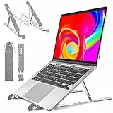 Supporto PC Portatile Alluminio 10-17.3”, Supporto Notebook 9 Livelli Regolabile, Supporto Laptop Antiscivolo Silicone & Ventilato per Smartphone, Computer Portatili e Tablet