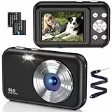 Fotocamera Digitale Compatte, Macchina Fotografica 44MP 1080P HD con Zoom Digitale 16X, 2.4'LCD Ricaricabile 2 Batteries per Bambini, Adulti, Principianti