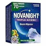 NOVANIGHT Tripla Azione Sonno Rigenerante, Integratore Alimentare con Melissa e Melatonina per Dormire, Senza Glutine, 70 Compresse, Non Induce Dipendenza