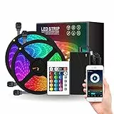 WWSUNNY Striscia LED, LED Striscia 5M SMD 5050 RGB Strisce Luminose con Controller Bluetooth Sincronizza con la Musica Adatto per TV,Camera da Letto, Decorazioni per Feste e per la casa