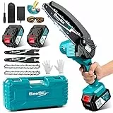 Seesii Mini Motosega a Batteria per Potatura, con 8000mAh Batterie, 900W 6 Pollici, con Pompetta Olio, Elettrica, per il Taglio del Legno Giardini, CH600+