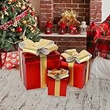 Scatola regalo, 3 formati Scatola Regalo Cartone con Coperchio Confezione regalo con Fiocco Confezione regalo decorativa per regalo, nozze, compleanno, anniversario, Natale Red