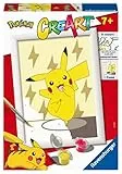 Ravensburger - CreArt Serie E: Pokémon, Pikachu, Kit per Dipingere con i Numeri, Contiene una Tavola Prestampata, Pennello, Colori e Accessori, Gioco Creativo per Bambini 7+ Anni