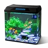 Nobleza - 30L Piccolo Acquario Completo con Illuminazione a LED e Sistema di Filtraggio Integrato, Nero, Vasche per Pesci