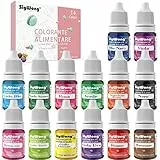 Coloranti Alimentari a 14 colori - Liquido Concentrati per ​Cuocere Decorare, Cucinare, Glassare, torta, Fondente, Insapore, Senza Glutine - Flaconi di 6 ml