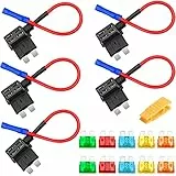 Sidereum 5 Pezzi Portafusibili a Lama Standard Medio Dimensioni Adattatore Piccolo Portafusibile con 10 Pezzi Fusibile e Estrattore di Fusibili 5A 10A 15A 20A 30A