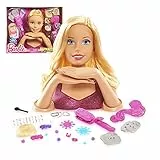 Grandi Giochi Crimp & Color Deluxe Testa di Barbie - Testa da acconciare con la speciale piastra inclusa. I trucchi cambiano colore. 30 accessori inclusi - BAR17000