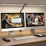 APMIEK Lampada da Scrivania a LED, Luce da Tavolo Telecomandata 100 Modalità di Illuminazione per l'ufficio Casa, Collo d'oca, Doppia Testa, 24 W, Nero