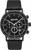 Gigandet Minimalism Mens Guarda al quarzo al quarzo doppio tempo analogico con bracciale in pelle nera G22-001