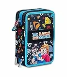 Seven Astuccio Scuola Portapenne Two Players One console, 3 Zip Completo Di Pennarelli, Matite, Ecc.Organizzato