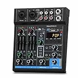Depusheng M4 Mixer audio professionale Scheda audio Console interfaccia di sistema USB digitale a 4 canali Bluetooth MP3 Ingresso computer 48V Phantom Power Stereo DJ Studio Streaming Nero