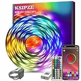 KSIPZE Striscia LED 10 Metri, Bluetooth Smart RGB Colorati LED Strisce con Telecomando, App Controllato,Sincronizza Cambia Colore con la Musica, Luci LED per Camera Da Letto,Cucina,Feste,TV