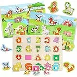 lenbest 3 Pezzi Puzzle Legno Bambini 2 3 4 - Giochi Bambini 2 3 Anni - Giochi Montessori 1 Anno - Giochi Educativi 2 3 Anni - Giochi in Legno - Giochi Bambina
