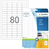 HERMA Etichette Universali, 35,6 x 16,9 mm, Etichette Adesive A4 per Stampante, 80 Etichette per Foglio, Bianco