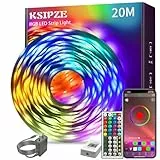 KSIPZE Striscia LED 20 Metri, Bluetooth Smart RGB Colorati LED Strisce con Telecomando, App Controllato,Sincronizza Cambia Colore con la Musica, Luci LED per Camera Da Letto,Cucina,Feste,TV