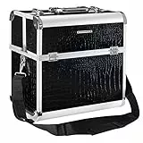 SONGMICS Beauty Case per Cosmetici, Organizzatore per Trucchi con Serratura, per Makeup Artist Professionisti, Saloni di Bellezza, Manicurista, 36,5 x 22 x 35 cm, Nero JBC229B