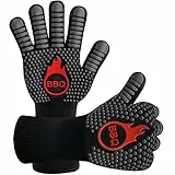 Guanti Barbecue, Guanti BBQ Resistenza al Calore Fino a 800°C, Accessori BBQ Ingnifughi per Griglia, Camino, Cottura al Forno, Cucina (1 Paio - Grigio)