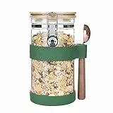 KKC Barattolo vetro con coperchio, ermetico Barattoli di vetro con tampone in silicone antiscivolo e cucchiaio, Ermetici contenitore per pasta, cereali, spaghetti, biscotti. Vaso per caffè 1200ML