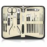 Set Manicure Professionale 18 Pezzi,DUAIU Set Tagliaunghie,Kit Pedicure Manicure per Uomo/Donna,Set Unghie Grooming Kit con Borsa da Viaggio