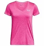 Under Armour Tech Scollo a V Twist Maglietta a Maniche Corte, T-Shirt Donna, Rosa, M-L