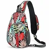 Luckits Sling Bag für Männer Frauen, Crossbody Rucksack Umhängetasche Wasserdichter Tagesrucksack Lässiger Rucksack Ein Riemen Seitentasche Brusttasche mit Kopfhörerloch für Outdoor Wandern Reisen