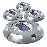 Siedinlar Solar Deck Lights Vialetto Dock Luce LED Solar Powered Outdoor Segnali stradali impermeabili per Step Marciapiede Scale Giardino Terreno Pathway Patio Yard 4 Pack (Bianco)